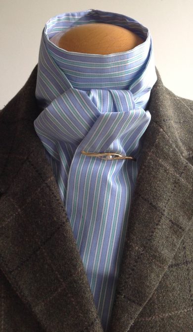 Shaped to tie 100% cotton stock - chambray multi stripe