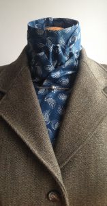 Shaped to tie 100% cotton stock - Seaspray print in French navy and cream