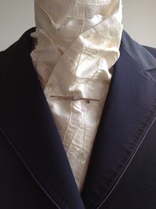 Shaped to tie 100% silk stock - ivory embroidered and flower sequins