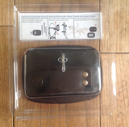 Hamag leather bridle number holder black rectangular