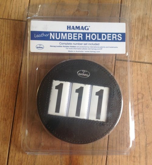 Hamag leather bridle number holder black round
