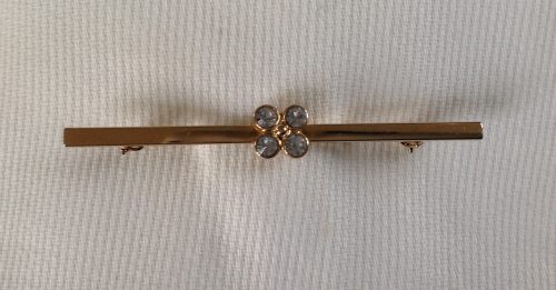Vintage goldtone and clear paste flower stock pin
