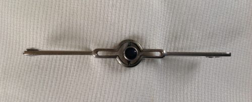 Art Deco silvertone and sapphire paste stock pin