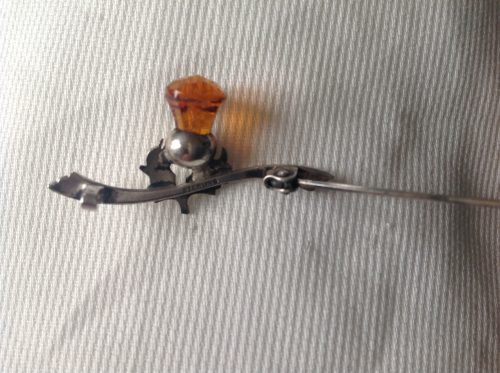 Sterling silver and amber thistle stock pin