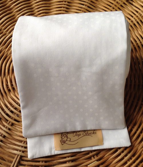 Shaped to tie 100% cotton stock - polka dot bright white/white