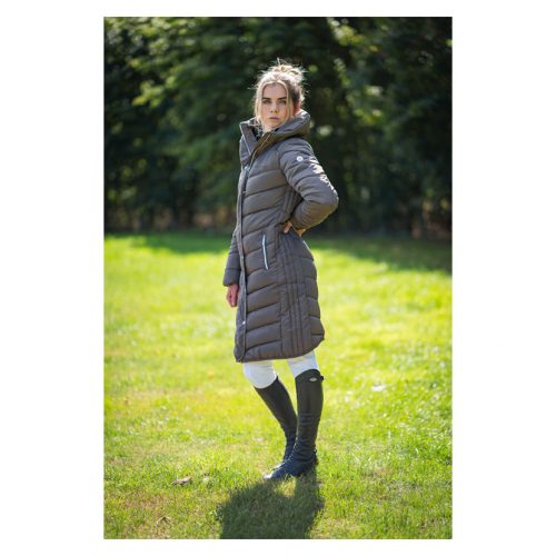 Coldstream Kimmerston long quilted coat in taupe