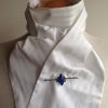 Shaped to tie100% cotton stock - bright white satin/sateen woven stripe