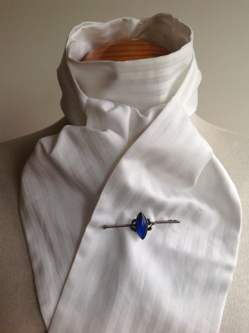 Shaped to tie100% cotton stock - bright white satin/sateen woven stripe