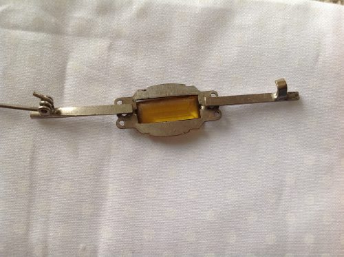Art Deco unmarked silver and rectangular citrine stock pin