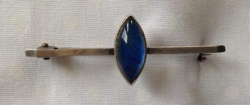 Art Deco sterling silver and cat's eye butterfly wing stock pin