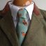 100% cotton poplin neck tie - Fox on aqua green