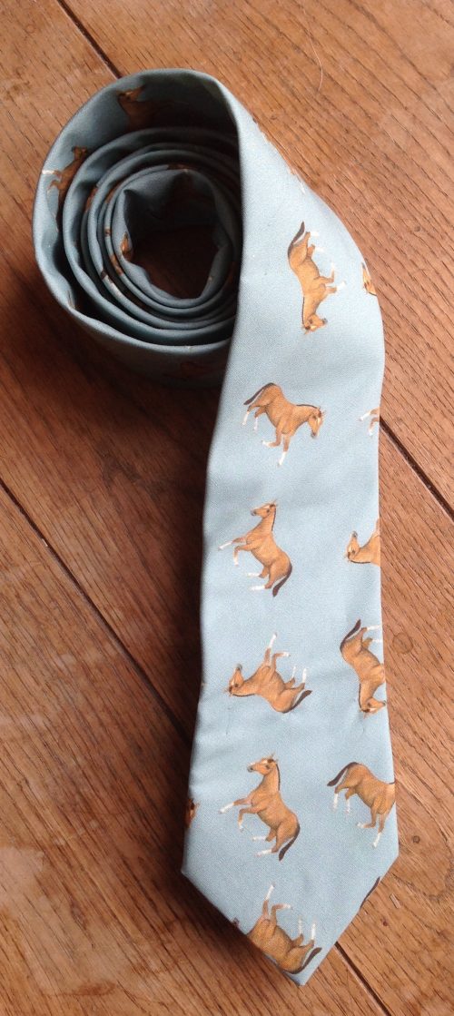 100% cotton poplin neck tie - Sol bay horse on duck egg