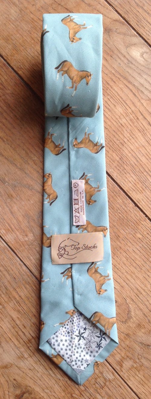 100% cotton poplin neck tie - Sol bay horse on duck egg