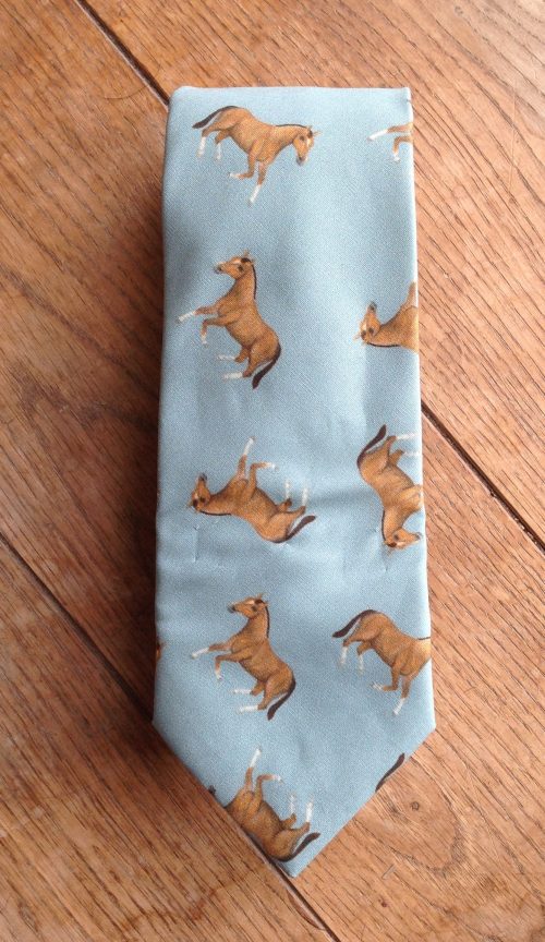 100% cotton poplin neck tie - Sol bay horse on duck egg