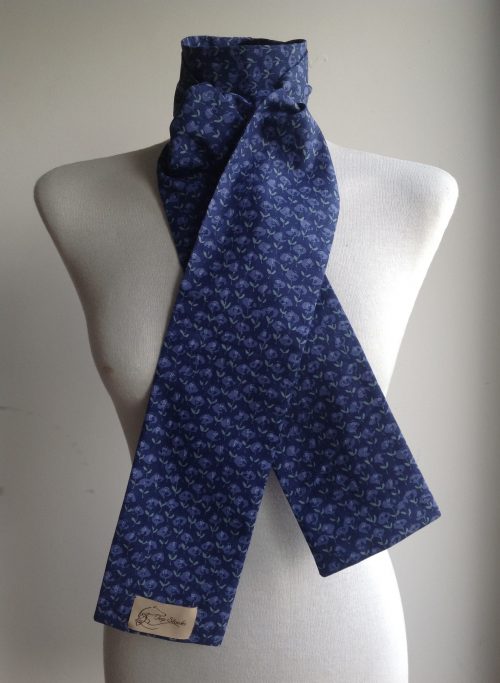 Shaped to tie 100% cotton stock and scrunchie - Sevenberry blue - Image 2