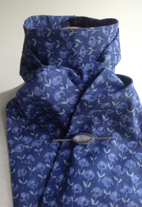 Shaped to tie 100% cotton stock and scrunchie - Sevenberry blue - Image 3
