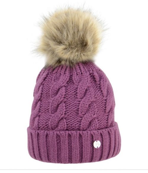 Hy Equestrian Melrose Cable Knot Bobble Hat purple - Image 2