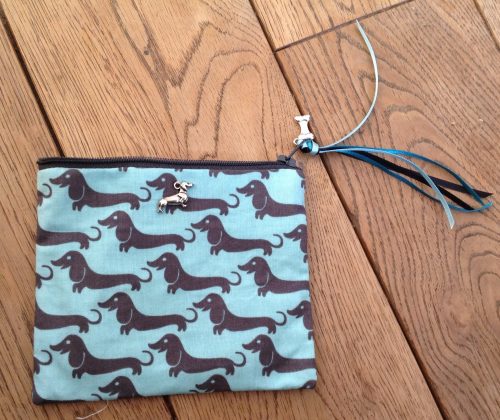 Coin purse - Charcoal Daschunds on Aqua - Image 2