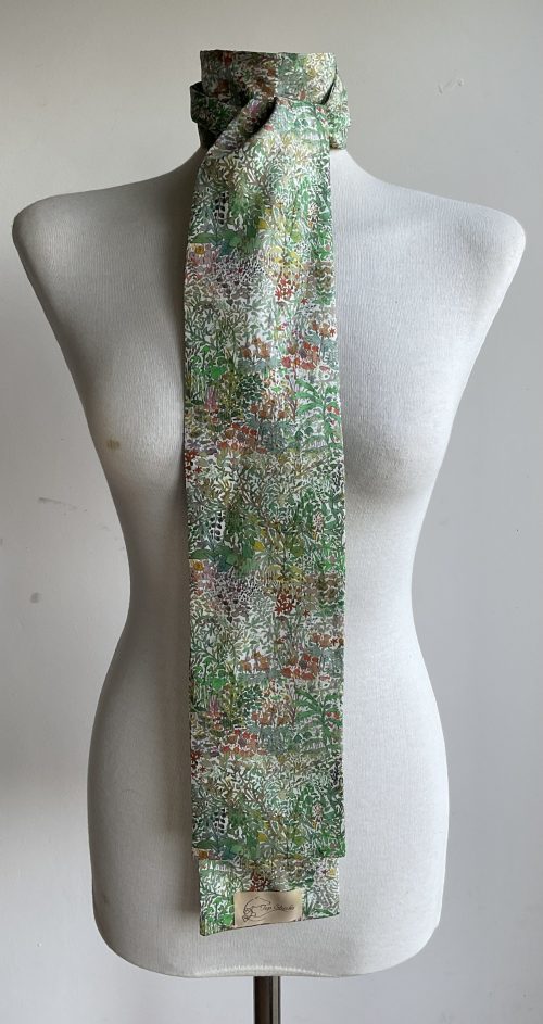 Shaped to tie stock and scrunchie - Liberty organic tana lawn Garden of Eden - Image 3